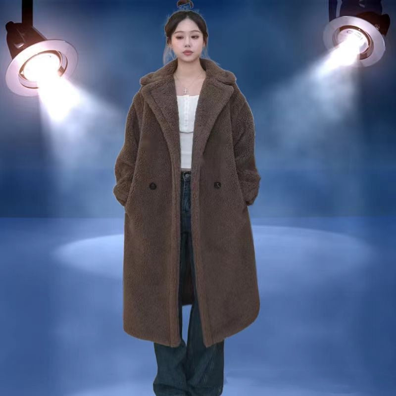Caterpillar-style Long Coat Women's Faux Fur Jacket