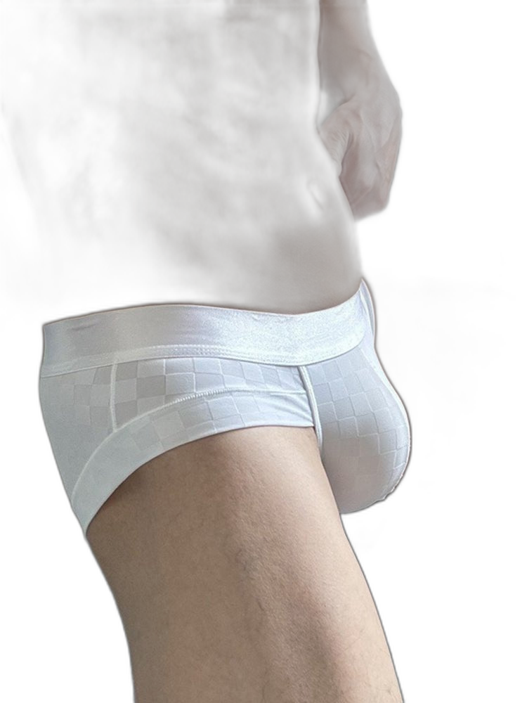 3 Pack Men's Cooling Silktech Briefs - U-Pouch Design & Checkered Antibacterial Lining