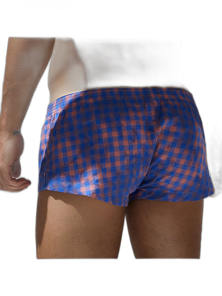 Men's Low-Rise Plaid Sexy Pouch Boxers