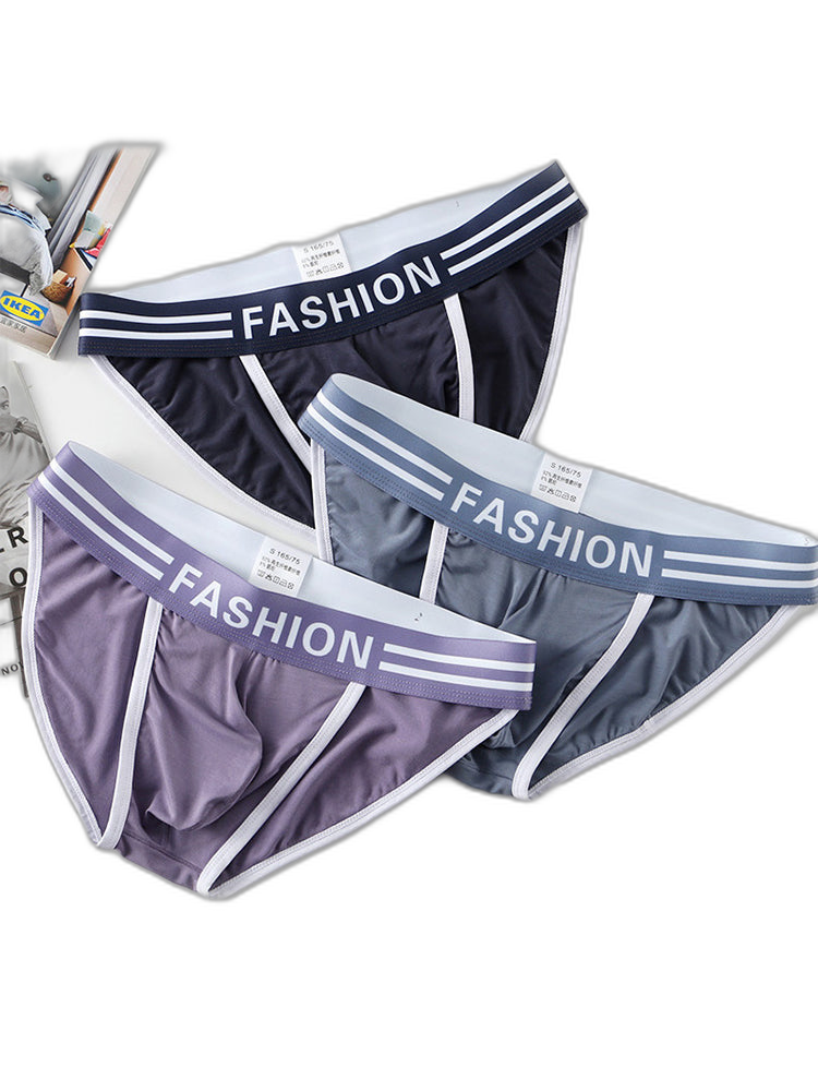 3 Pack Men's High-Cut Sexy Comfortable U-Convex Breathable Briefs