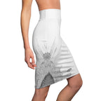 Watercolour Grey Splash - Womens Pencil Skirt