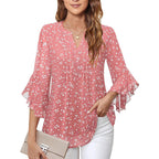 Lotus Leaf 34 Sleeve Top Solid Color Fashion