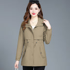 Women's Mid-length Hooded Trench Coat