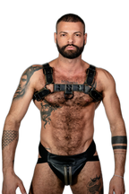 ruff GEAR Double Tone Leather Bulldog Harness Army Black