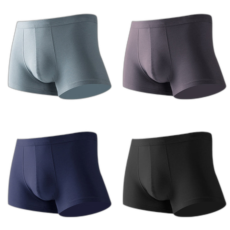 4Pcs Modal Pure Color Thin U Convex Boxer Briefs For Men