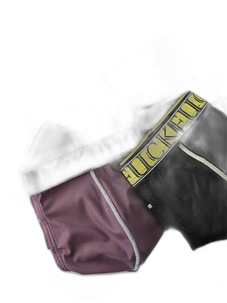 2 Pack Men's Ice-Silk Stretch Sports Briefs with 3D Pouch