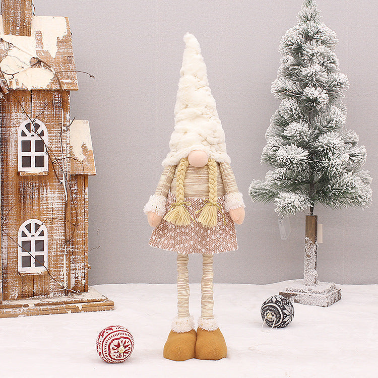 Christmas Decorations White Beard Faceless Doll Retractable