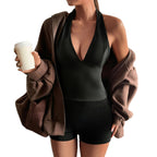 European And American-style Tight-fitting Top And Shorts Two-piece Women's Outfit