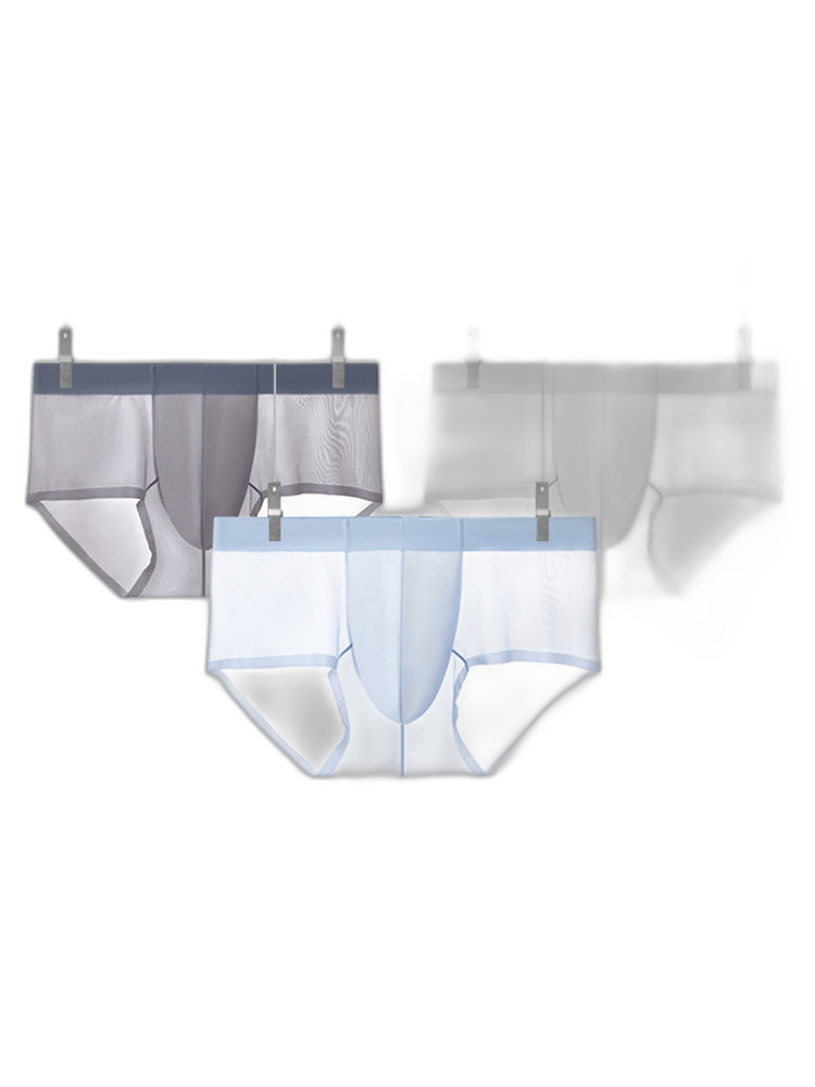 2 Pack Men's Ultra-Thin Breathable Antibacterial Crotch Briefs