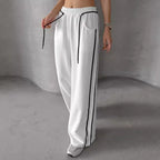 Drawstring Contrast-color Casual Pants For Women