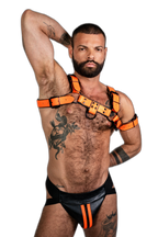 ruff GEAR Bold Leather Bulldog Harness Neon Orange