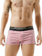 Mens 100% Cotton Striped Loose Home Boxer Shorts