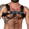 ruff GEAR Double Tone Leather Bulldog Harness Army Black
