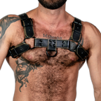 ruff GEAR Double Tone Leather Bulldog Harness Army Black