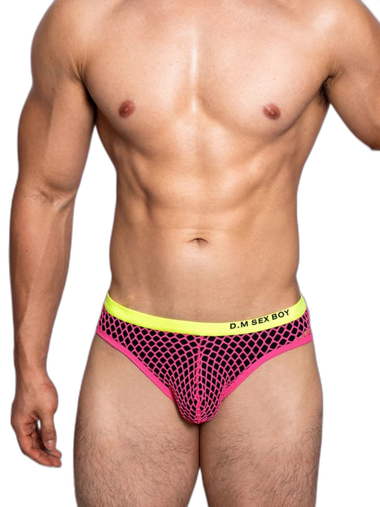 3 Pack Men's Low-Waist Sexy Big Mesh Breathable Transparent Sports Briefs