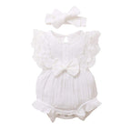 Infant And Toddler GirlsCandy-colored Lace Romper With Bib