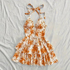 New SpringSummer European And American-style Camisole Top And Audrey Hepburn-inspired Designer Floral Dress