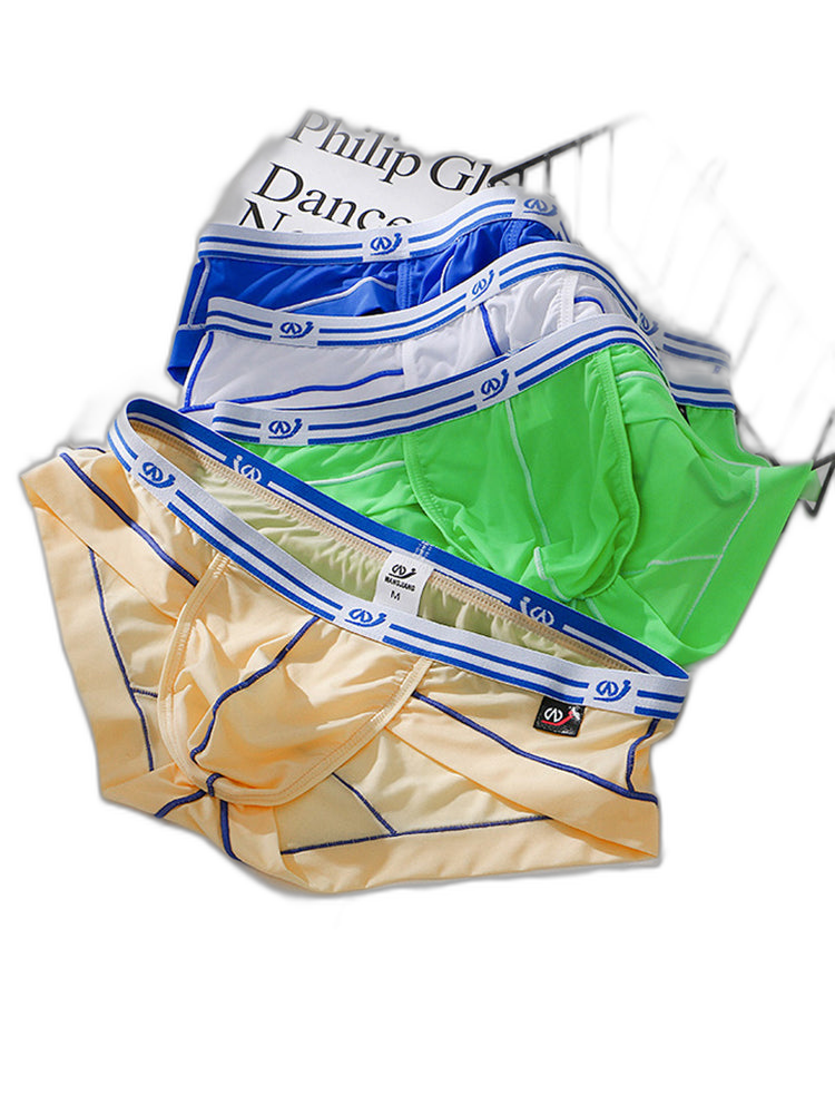 3 Pack Sexy Fashion Ice Silk Solid Color Men's Briefs
