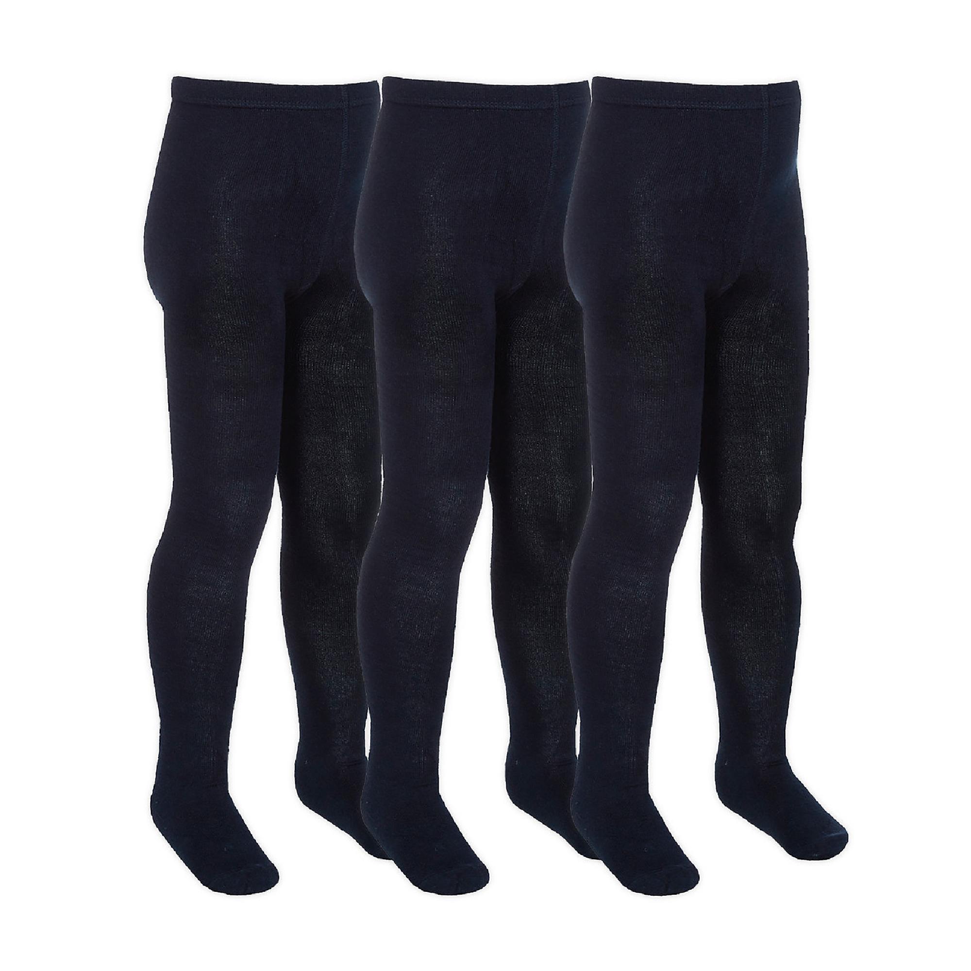 3 Pack Girls Soft Plain Bamboo School Tights (5 Sizes)