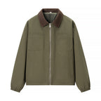 Women's Casual Zipper Short Jacket Coat Lapel Fashion Jacket