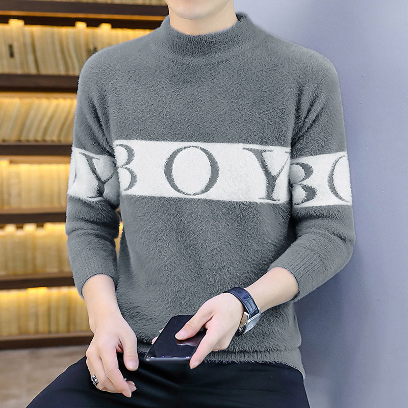 Men's Korean-style Trendy Loose-fitting Fleece-lined Thickened Sweater