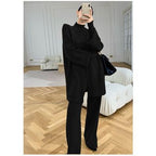 Women's Knitted Wide-leg Pants Sweater Cardigan Three-piece Set