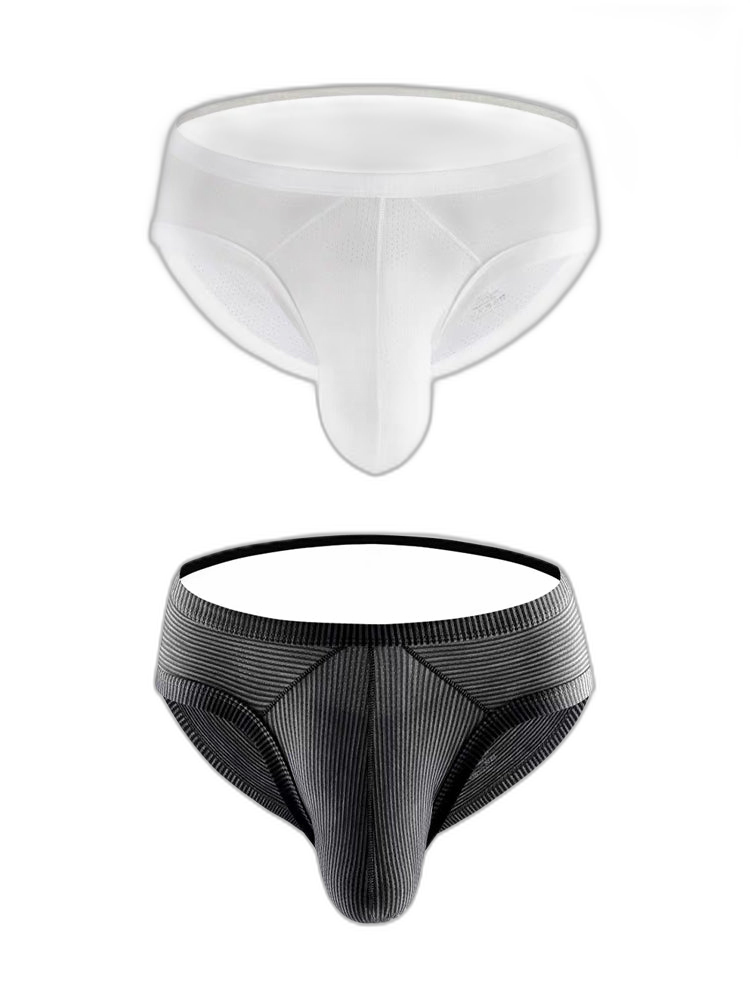 2 Pack Men's Low Rise Back Hollow 3D U-convex Large Pouch T-Back Briefs