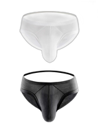 2 Pack Men's Low Rise Back Hollow 3D U-convex Large Pouch T-Back Briefs