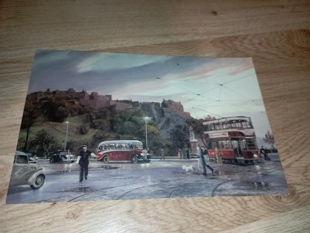 EDINBURGH CASTLE small PAINTED OLD TIME PICTURE