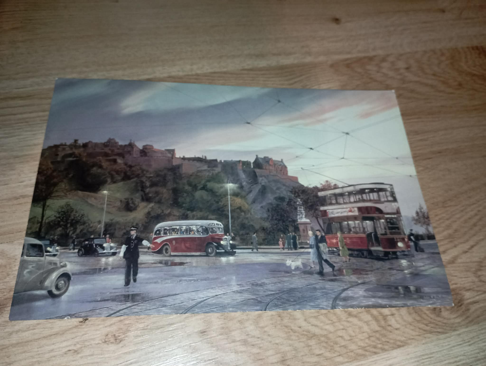 EDINBURGH CASTLE small PAINTED OLD TIME PICTURE