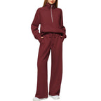 Solid Color Long-sleeved Sweater Trousers Suit Women's Suit