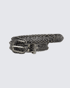 Baroque Engraved Studded Leather Belt
