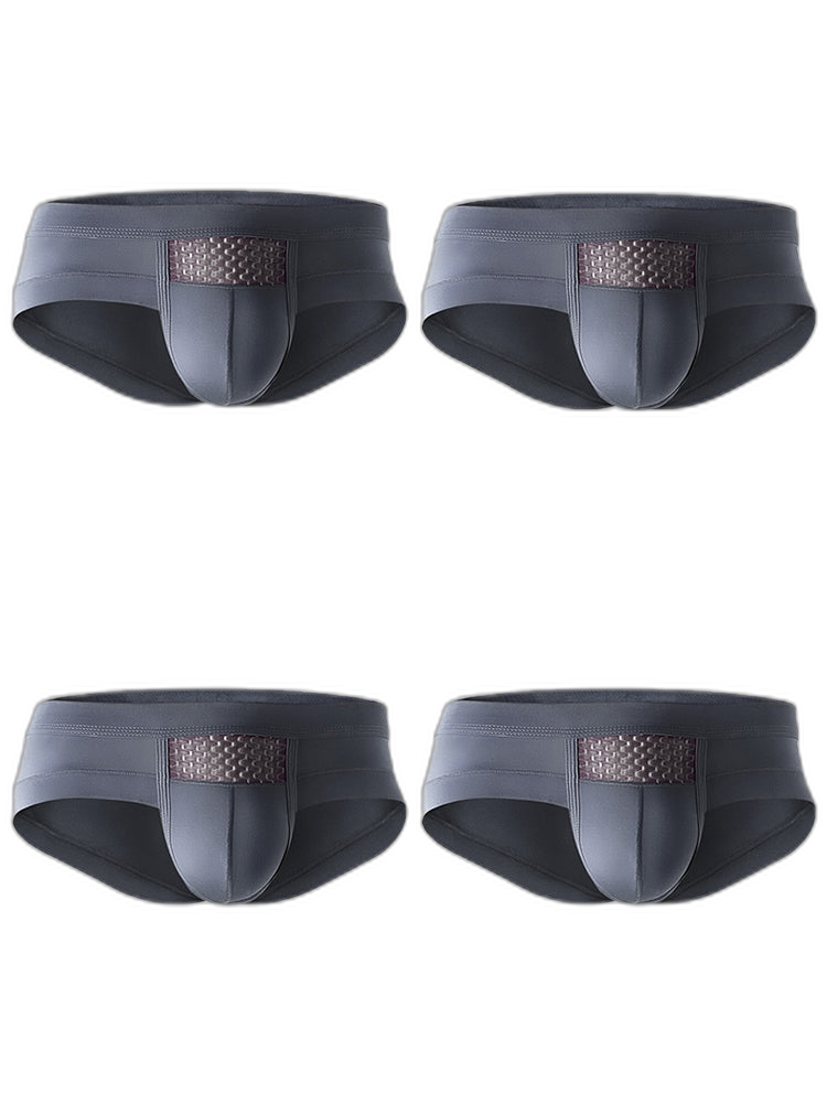 Aoelemen 4 Pack Men's Breathable U Convex Pouch Briefs