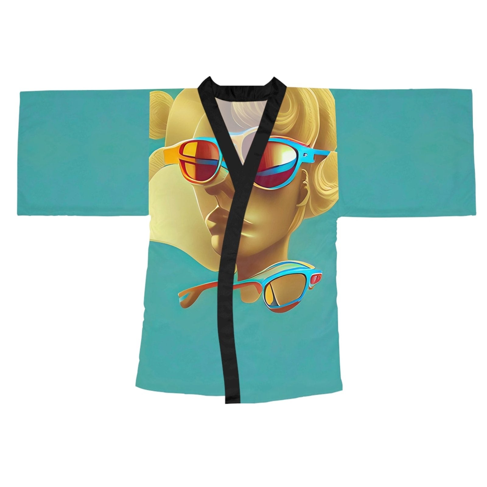Retro Cool Blue - Womens Kimono Robe