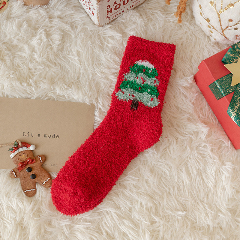 Christmas Gift Stockings New Year Stockings Women's Coral Fleece