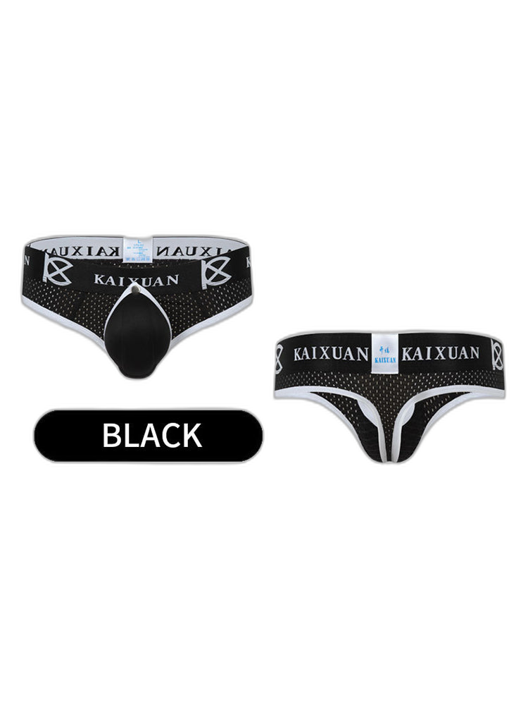 2 Pack Men's Breathable Mesh Removable U-Shaped Pocket Thongs