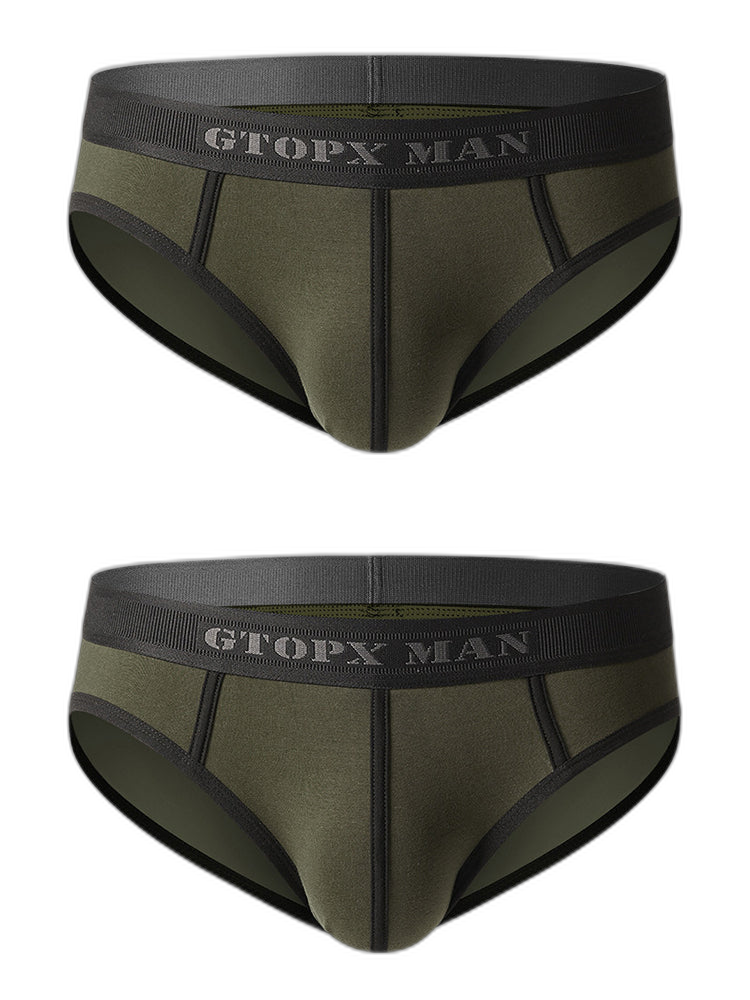 Men’s Spliced Lines U Convex Pouch Cotton Briefs
