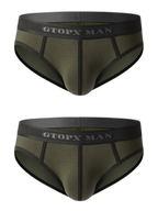 Men’s Spliced Lines U Convex Pouch Cotton Briefs