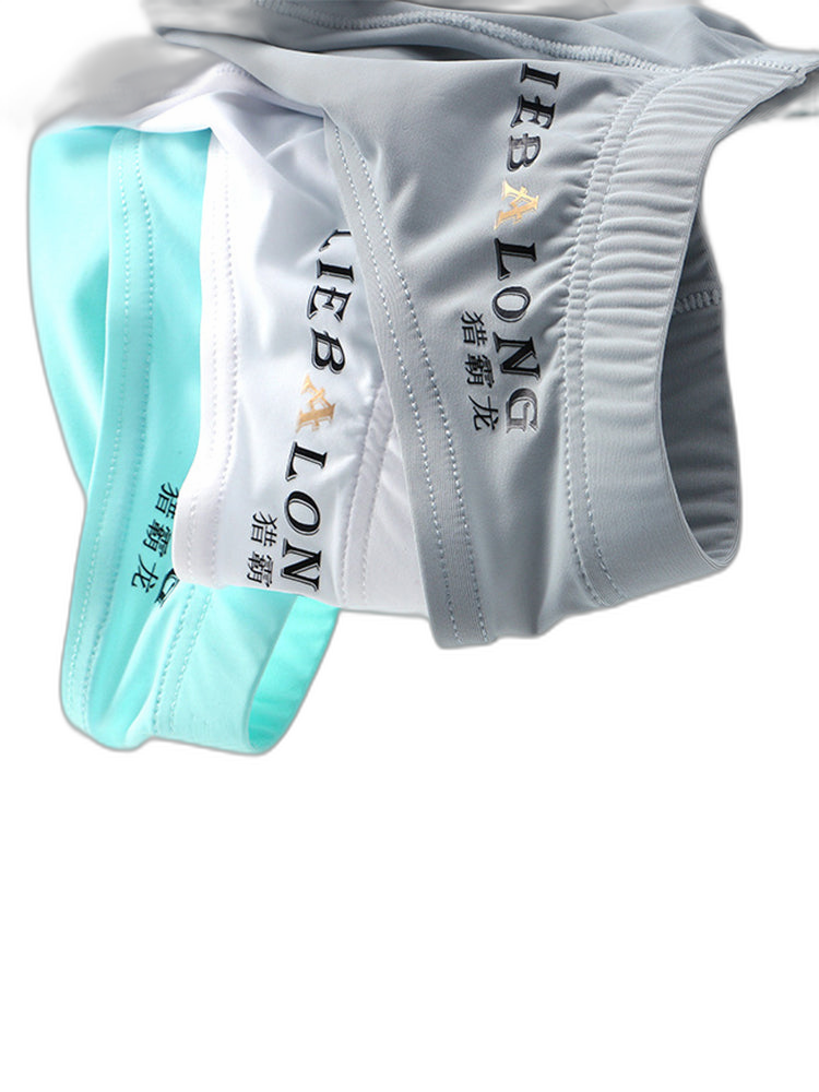 3 Packs of Men's Ice Silk Seamless Convex Pouch Briefs