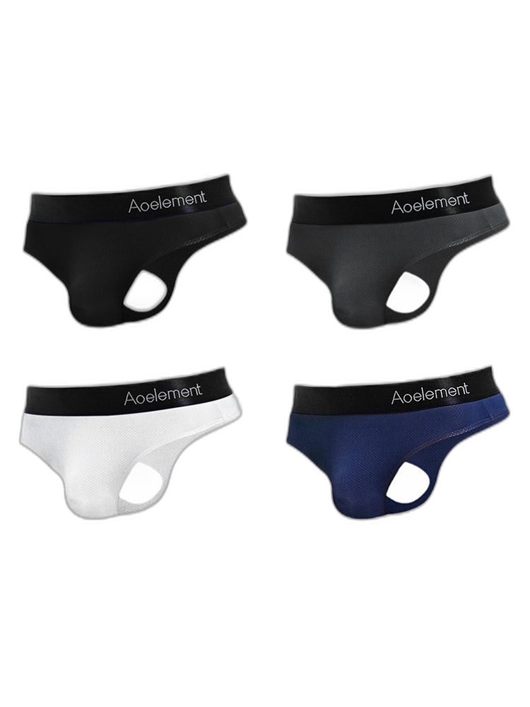 4 Pack Men's Low-Rise Stretchy U-Pouch Thongs