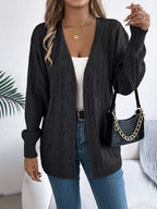 Women Casual Solid Color Hollow Out Long Sleeve Cardigan Sweater Coat