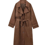 European And American Style Women's Clothing Double-button Jacket Lapel Trench Coat