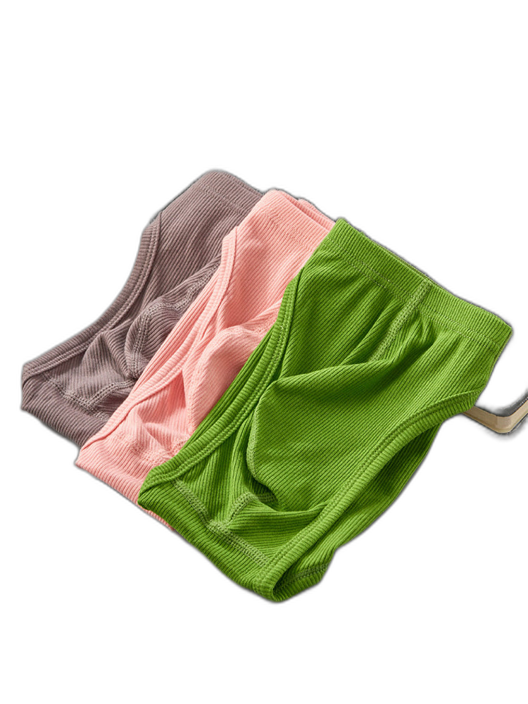 2 Pack Men's Solid Color Low Rise Sweat-Absorbent Large U-Shaped Small Pocket Briefs