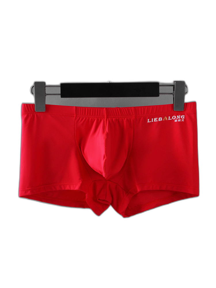 3 Pack Men's Breathable Ice Silk Double-Layered Big Pouch Sexy Boxer Briefs