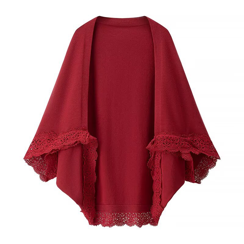 Knitted Cardigan Women's Outerwear Cloak Cape Jacket