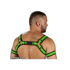 Mr S Leather Neoprene Bulldog Harness | Lime Green