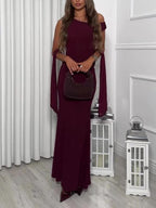 Burgundy Backless Strappy Maxi Dress