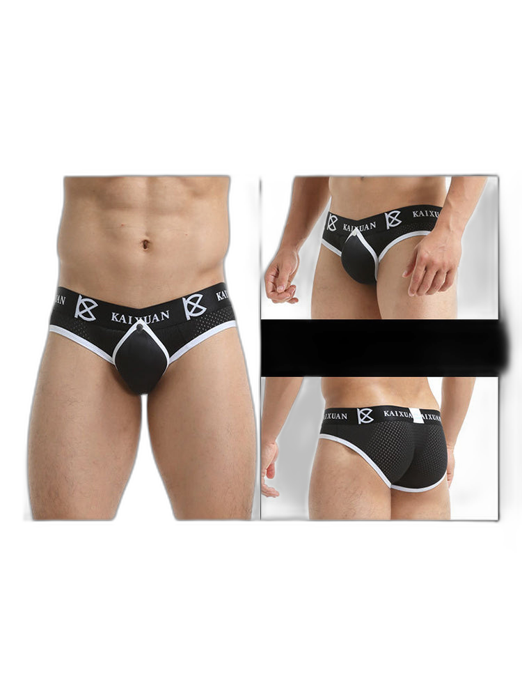 2 Pack Men's Sexy Mesh Front Opening Sponge Coaster Briefs