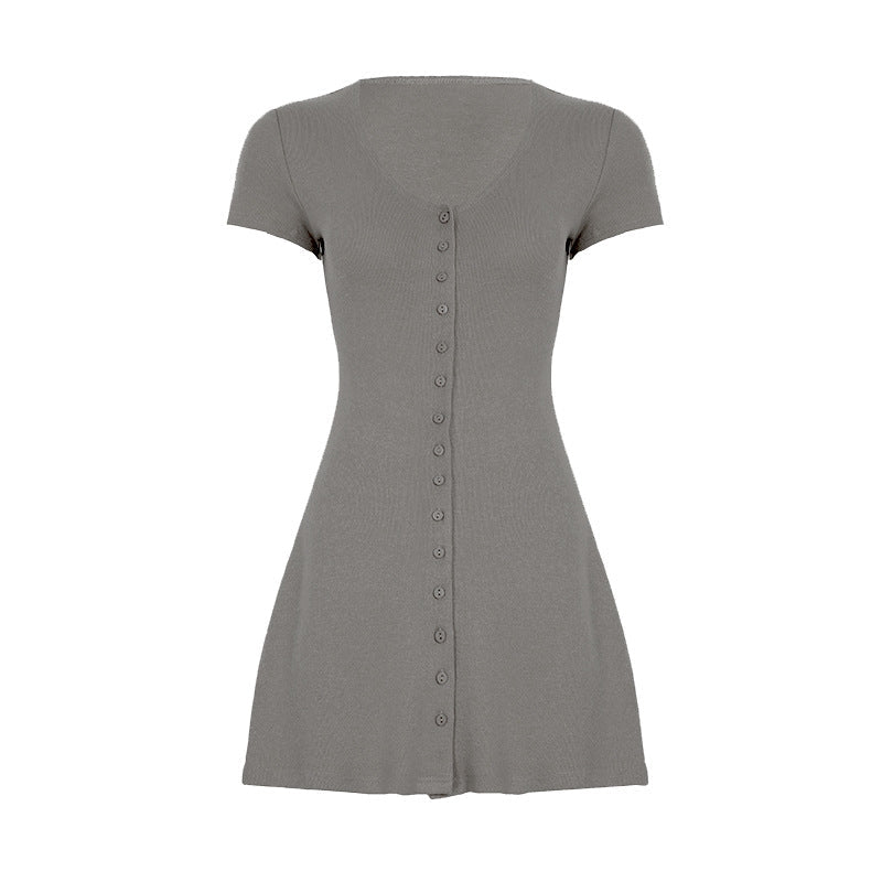 French Romantic Girl Style Base Breasted Knitted Dress
