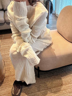 Solid Color Long Sleeve Slit Maxi Dress